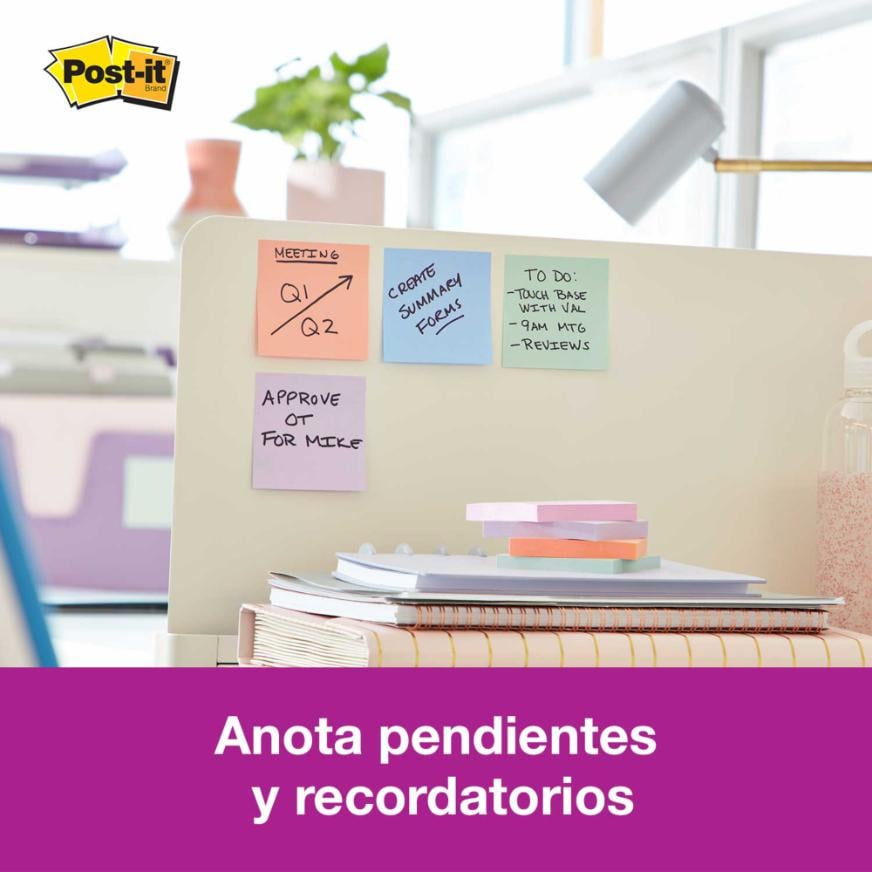 NOTAS ADHESIVAS 3M POST-IT SUPER STICKY 76 X 76 MM COLORES FRUTALES 450 HOJAS - 3