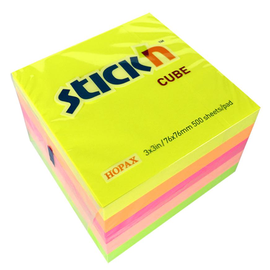 NOTAS ADHESIVAS STICK'N NOTES 76 X 76 MM COLORES NEÓN 500 HOJAS - 1