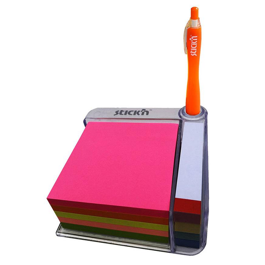 NOTAS ADHESIVAS STICK'N NOTES 76 X 76 MM COLORES NEÓN 400 HOJAS + DISPENSADOR - 1