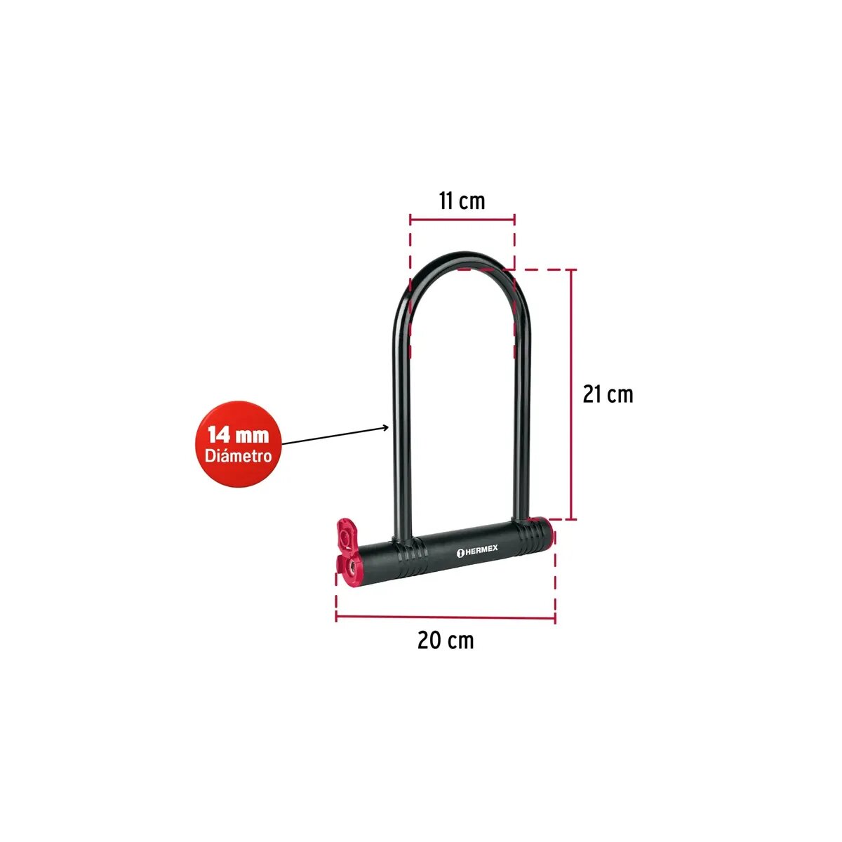 CADENA RÍGIDO TIPO U SEGURIDAD PARA BICICLETA 14MM - 2