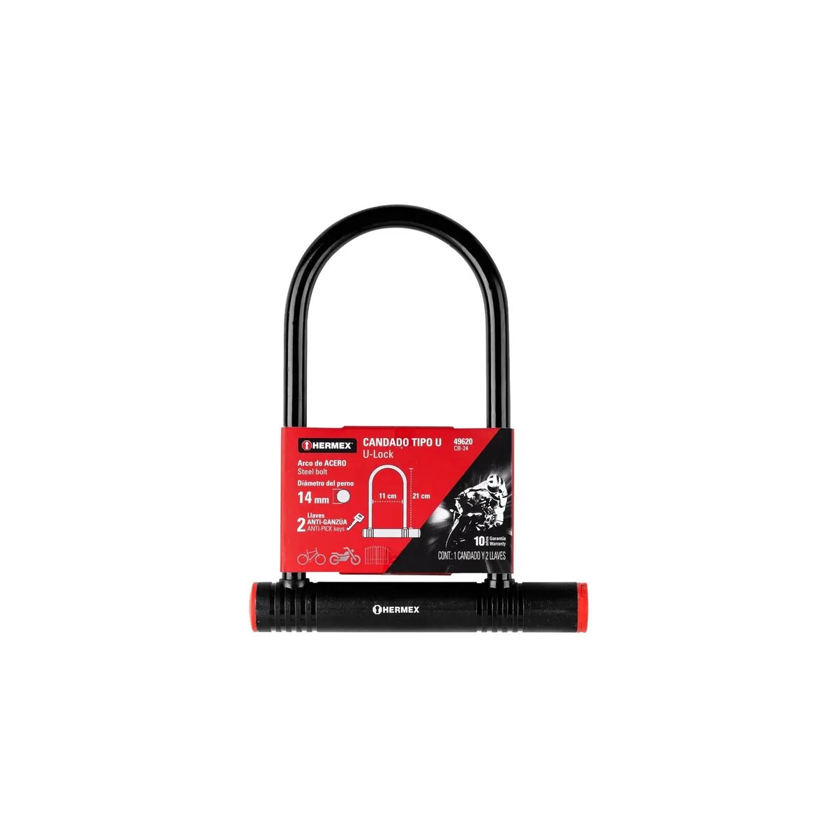 CADENA RÍGIDO TIPO U SEGURIDAD PARA BICICLETA 14MM - 3