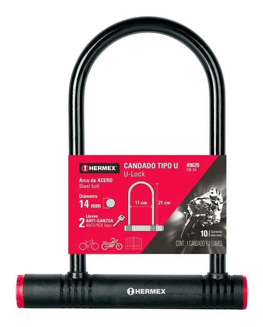 CADENA RÍGIDO TIPO U SEGURIDAD PARA BICICLETA 14MM - 1