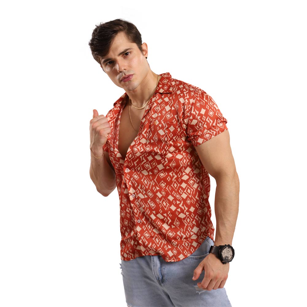 CAMISA MANGA CORTA HOMBRE TROPIKL SUNSET HAWAIANA  SLIM FIT - 4