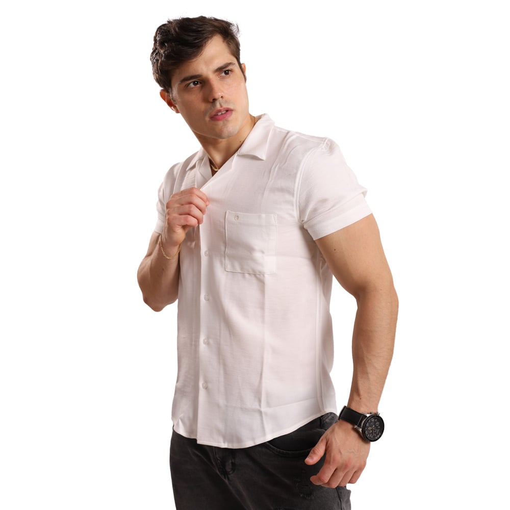 CAMISA MANGA CORTA LINO HOMBRE TROPIKL PEARL LINE SMART CASUAL  SLIM FIT - 1