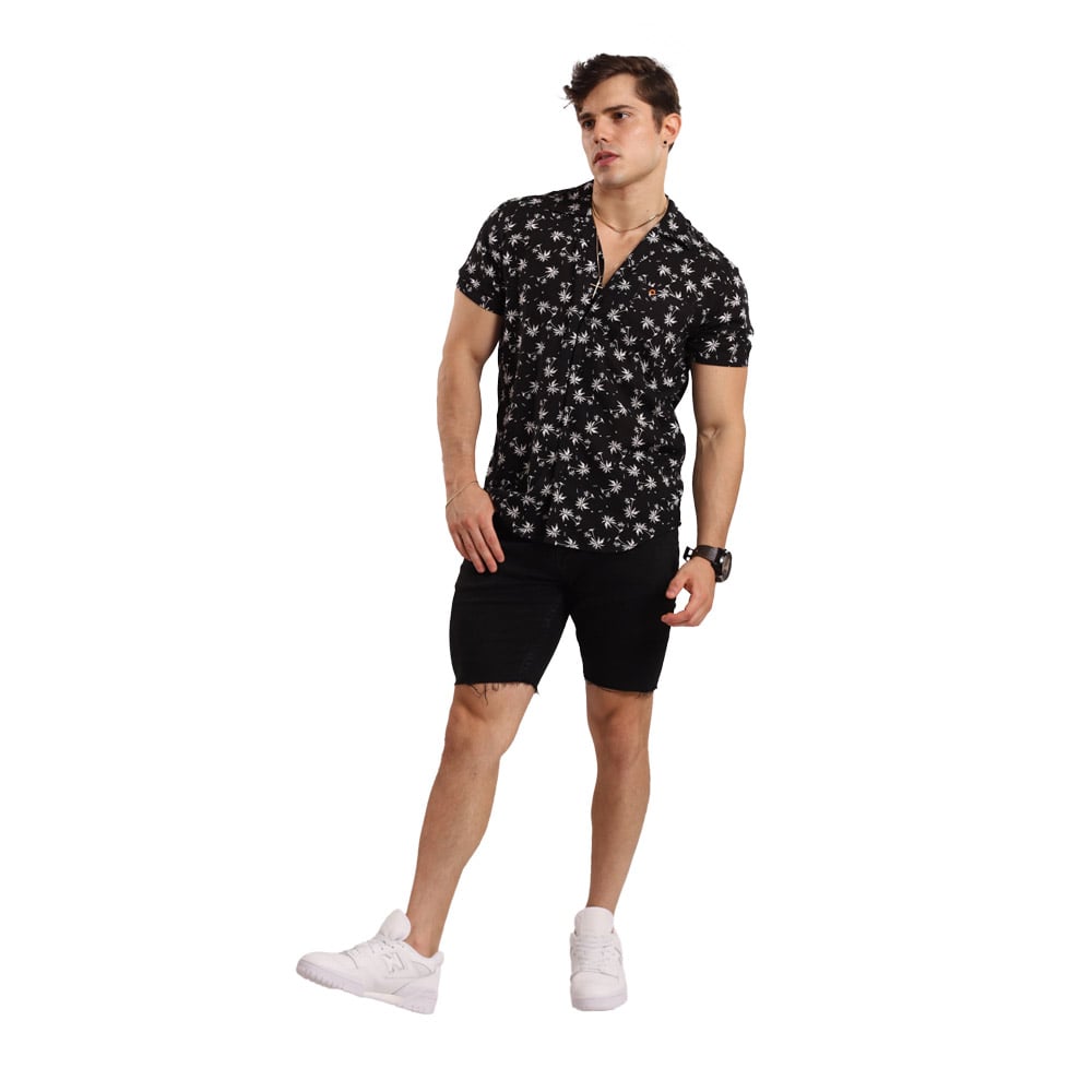 CAMISA MANGA CORTA LINO HOMBRE TROPIKL FESTIVAL HAWAIANA CREAM  SLIM FIT - 2