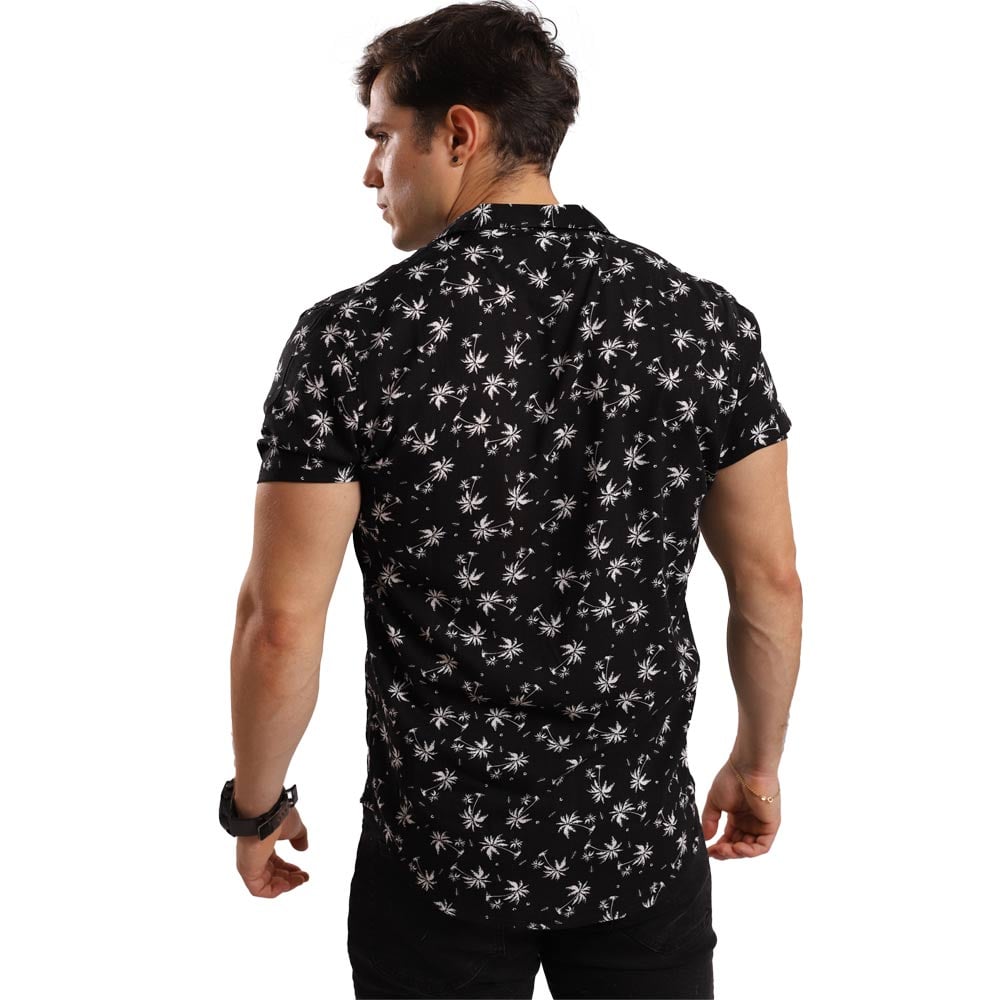 CAMISA MANGA CORTA LINO HOMBRE TROPIKL FESTIVAL HAWAIANA CREAM  SLIM FIT - 3