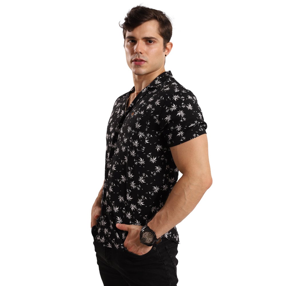 CAMISA MANGA CORTA LINO HOMBRE TROPIKL FESTIVAL HAWAIANA CREAM  SLIM FIT - 5