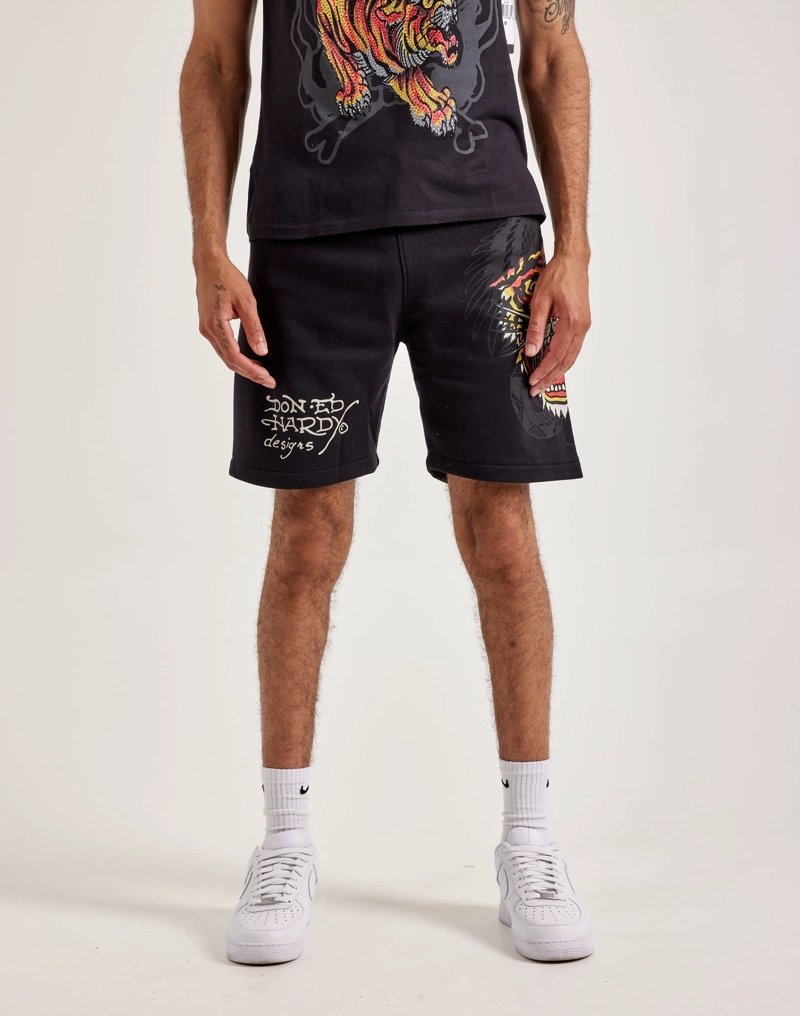 SHORTS ED HARDY TIGER DAGGER FLEECE FORRO POLAR ESTILO URBANO - 2