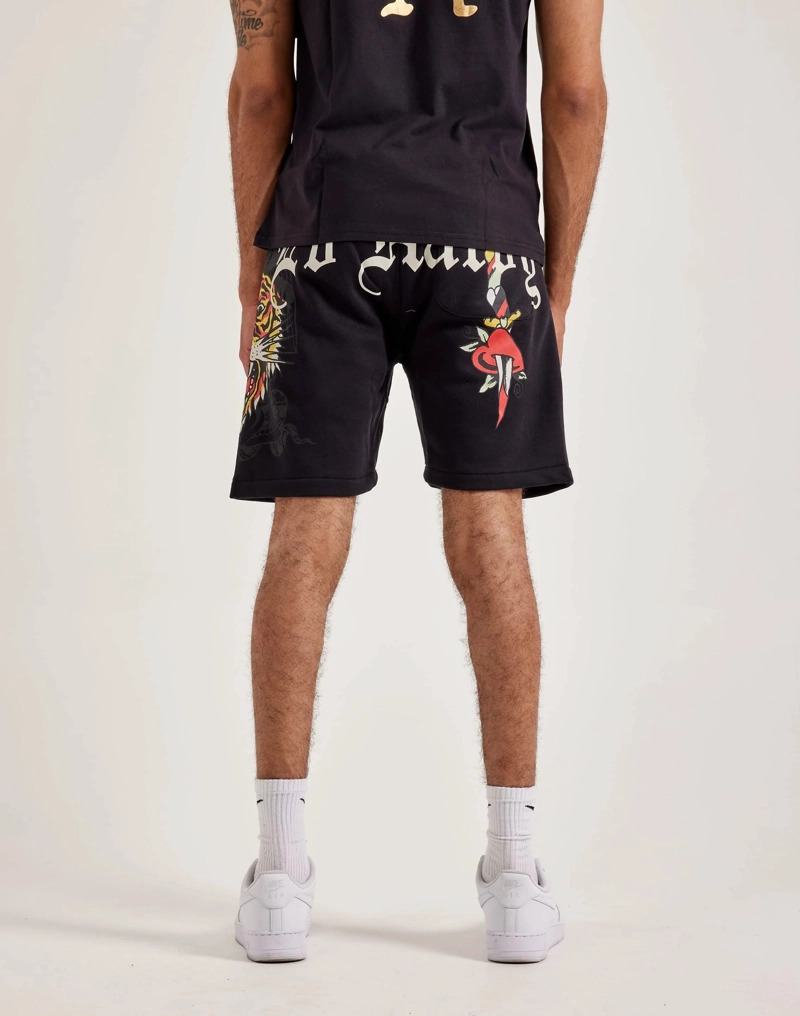SHORTS ED HARDY TIGER DAGGER FLEECE FORRO POLAR ESTILO URBANO - 3