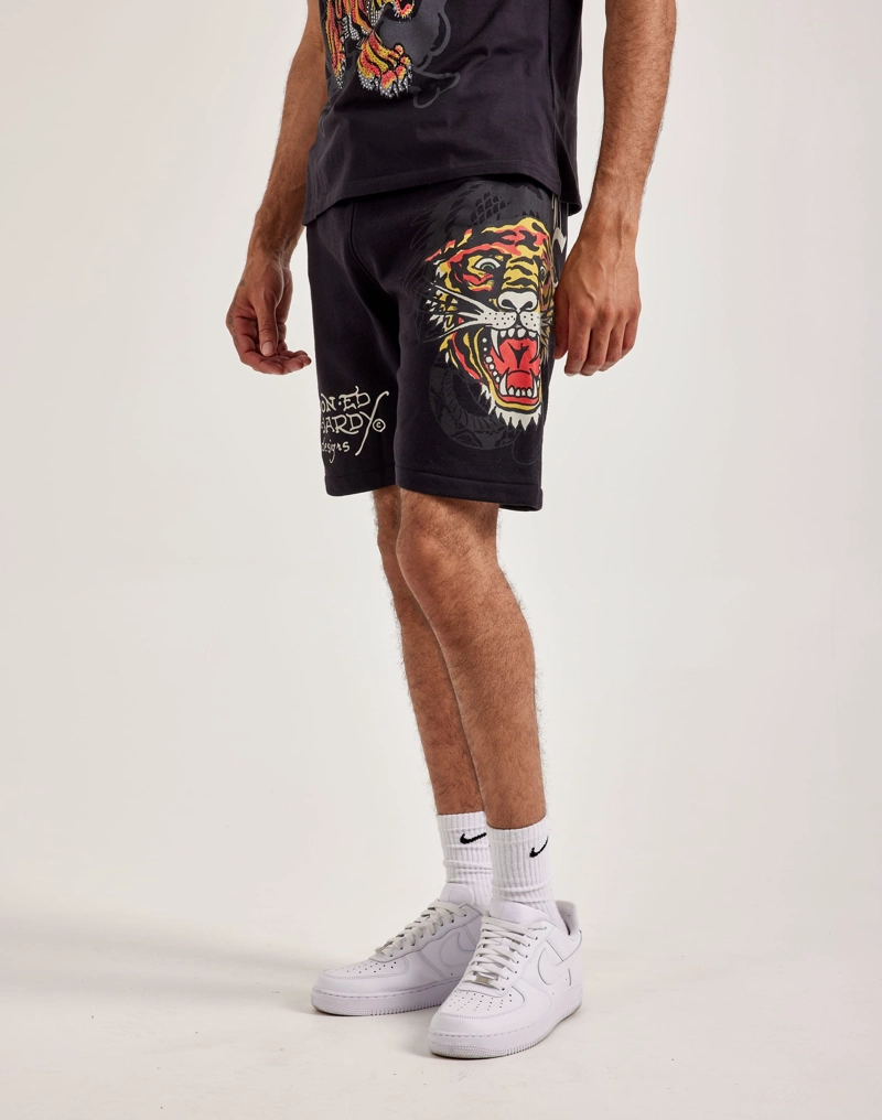 SHORTS ED HARDY TIGER DAGGER FLEECE FORRO POLAR ESTILO URBANO - 4