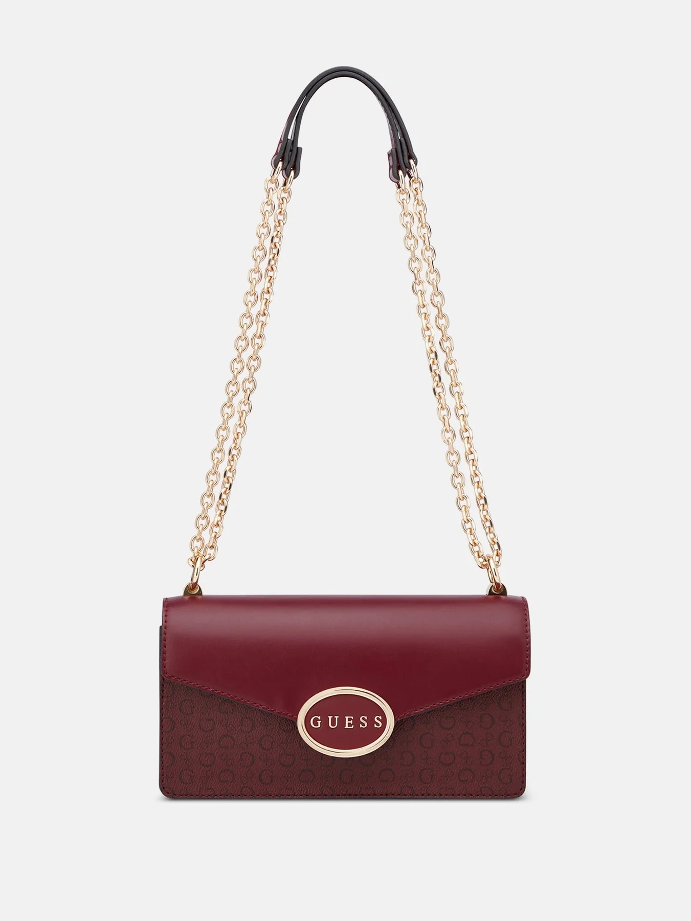 CARTERA CROSSBODY GUESS KATEY ELITE - TIPO SOBRE CON CADENA (BURDEOS) - 1