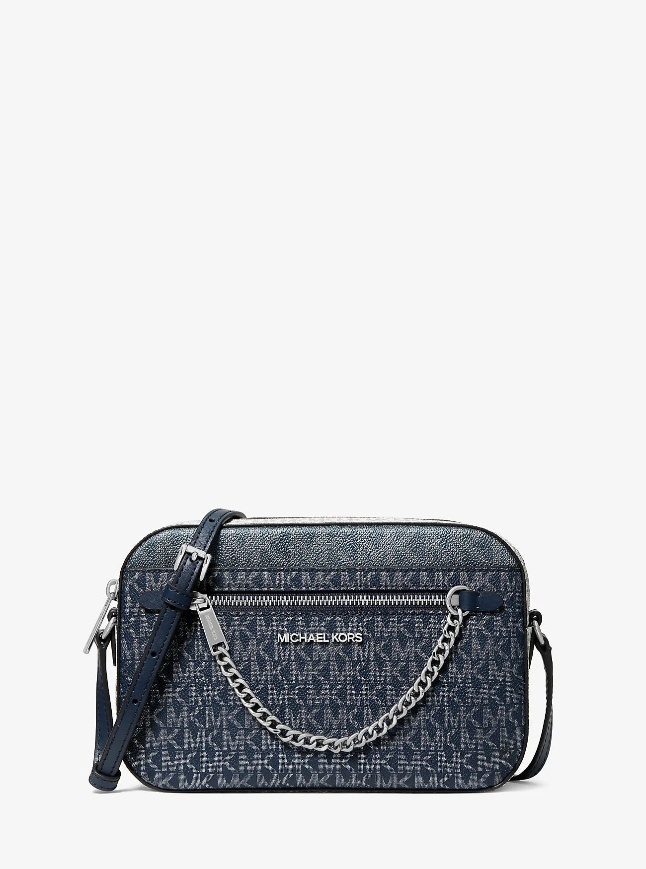 CARTERA CROSSBODY MICHAEL KORS JET SET LARGE SIGNATURE LOGO NAVY - AZUL - 1