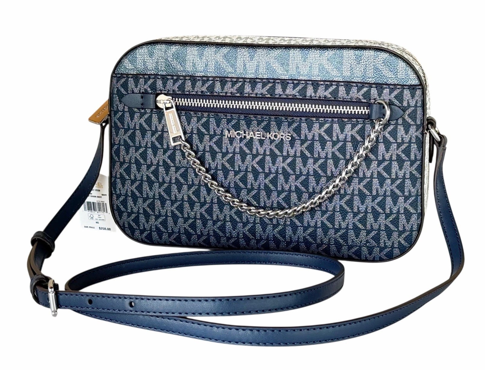 CARTERA CROSSBODY MICHAEL KORS JET SET LARGE SIGNATURE LOGO NAVY - AZUL - 2