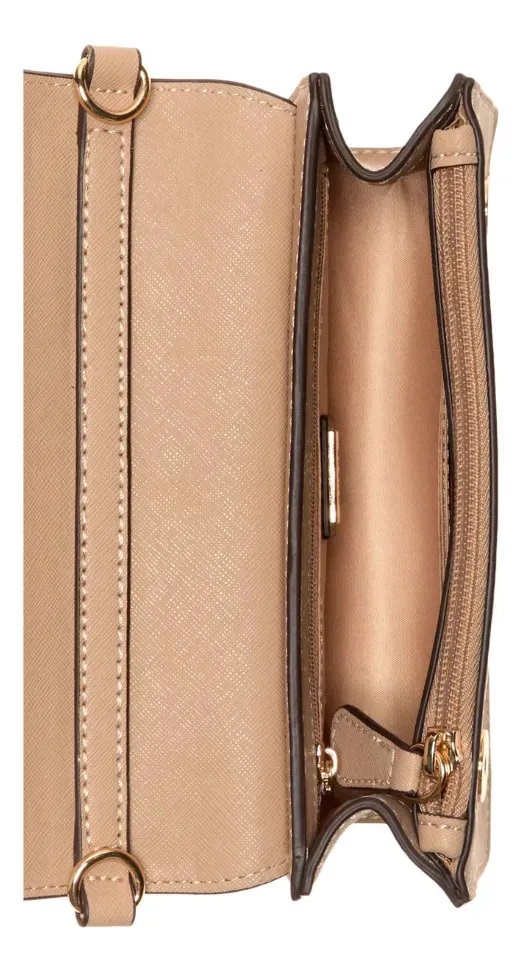 CARTERA CROSSBODY GUESS FACTORY INDIRA SHINY LOGO CARAMEL - 3