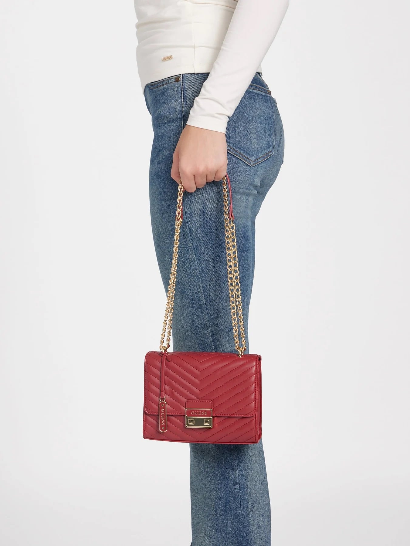 CARTERA CROSSBODY GUESS ELISE SHOULDER ROJO - 3