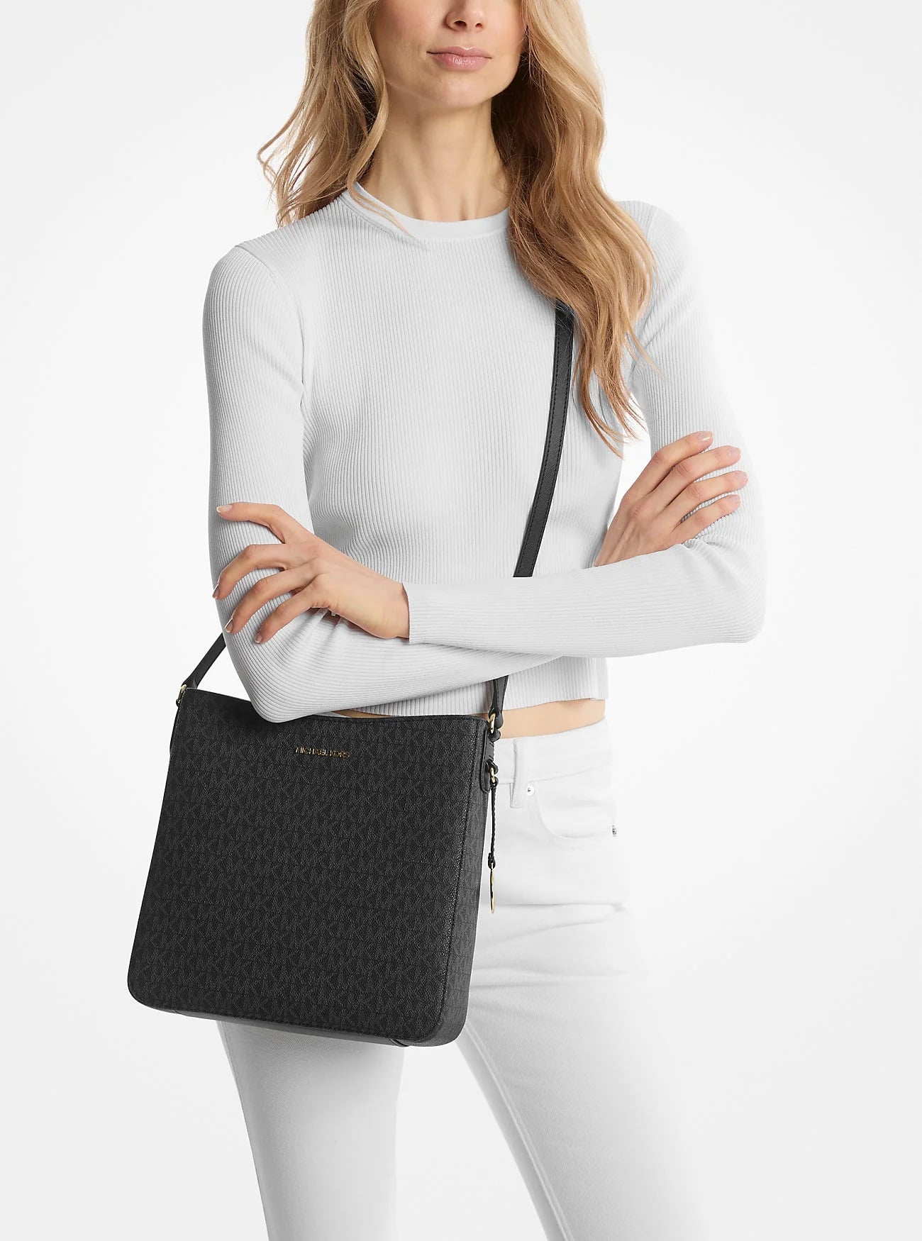 CARTERA CROSSBODY MICHAEL KORS JET SET TRAVEL LARGE LOGO MESSENGER - NEGRO - 2