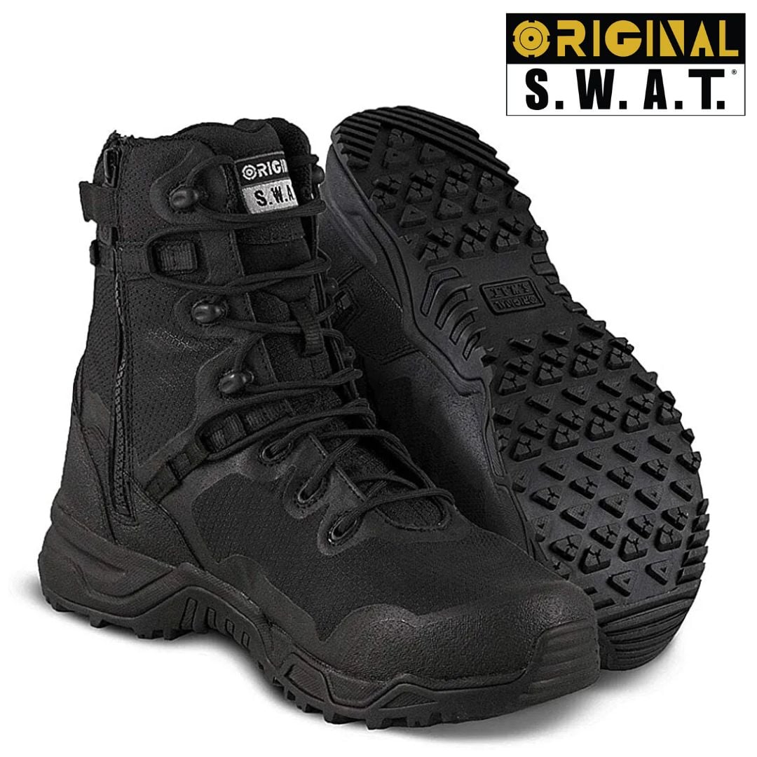 BOTAS TACTICAS SWAT ALPHA FURY 8 CON CIERRE - NEGRO - 1
