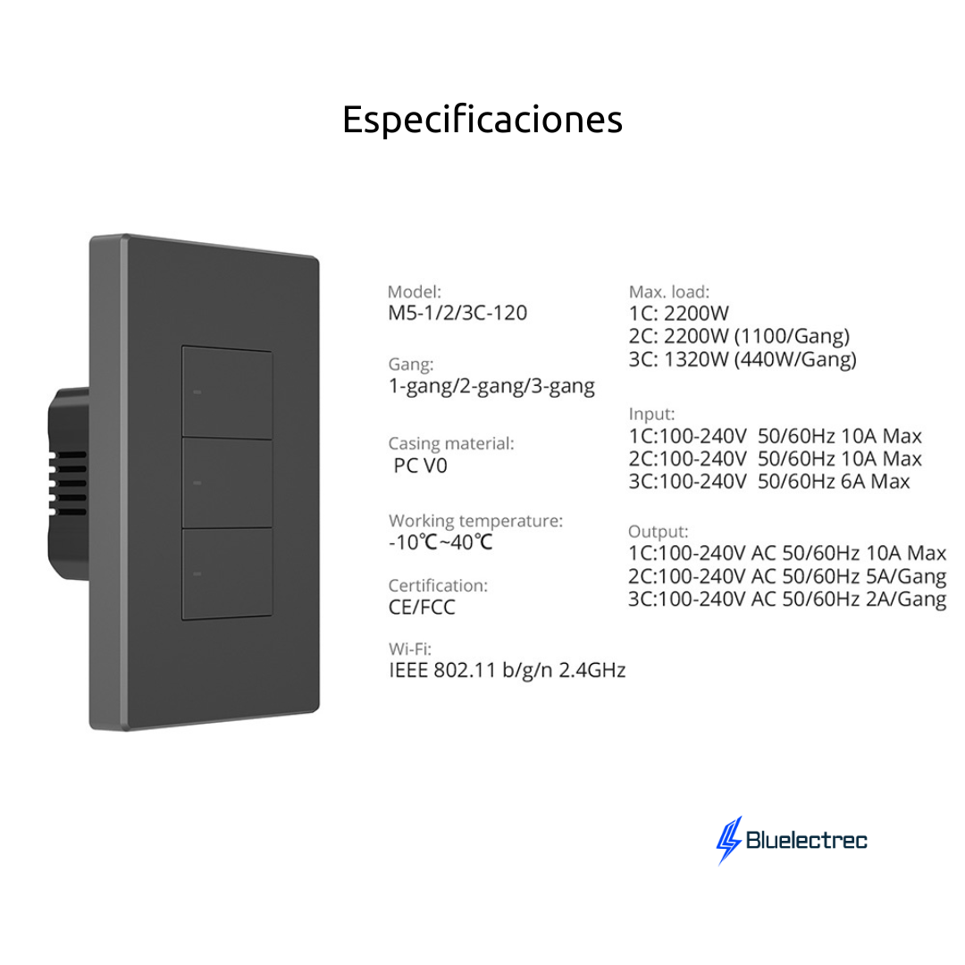 INTERRUPTOR DE LUZ MECÁNICO INTELIGENTE WIFI - M5-2C-120 SONOFF - 6