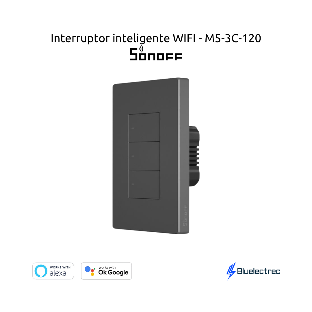 INTERRUPTOR DE LUZ MECÁNICO INTELIGENTE WIFI - M5-3C-120 SONOFF - 1