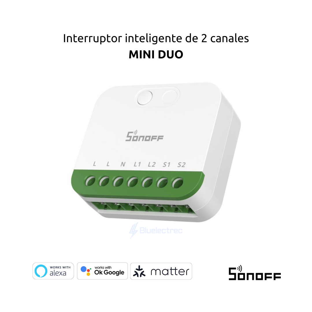 INTERRUPTOR INTELIGENTE DE 2 CANALES- SONOFF MINI DUO - 1