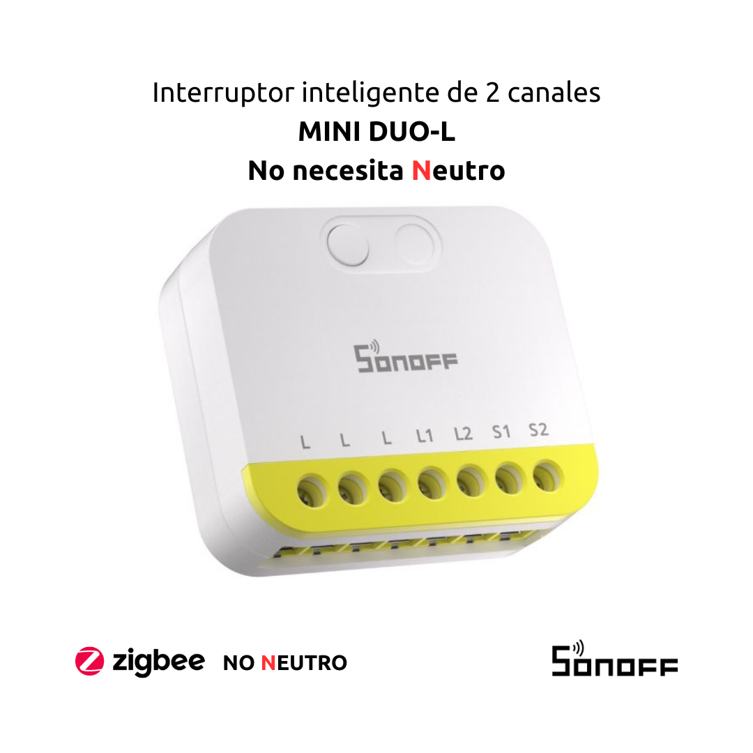 INTERRUPTOR INTELIGENTE DE 2 CANALES (NO NECESITA NEUTRO) - MINI DUO-L SONOFF - 1