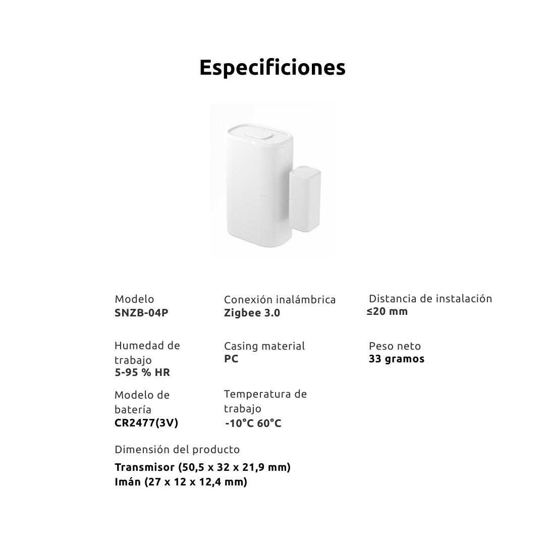 SENSOR DE PUERTA/VENTANA ZIGBEE - SNZB04P SONOFF - 8