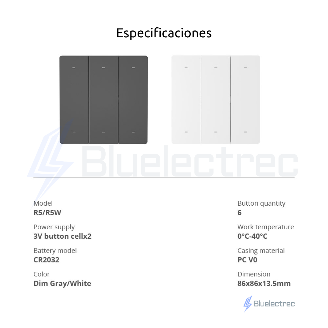 INTERRUPTOR INALÁMBRICO INTELIGENTE DE 6 BOTONES - R5W SONOFF - 9