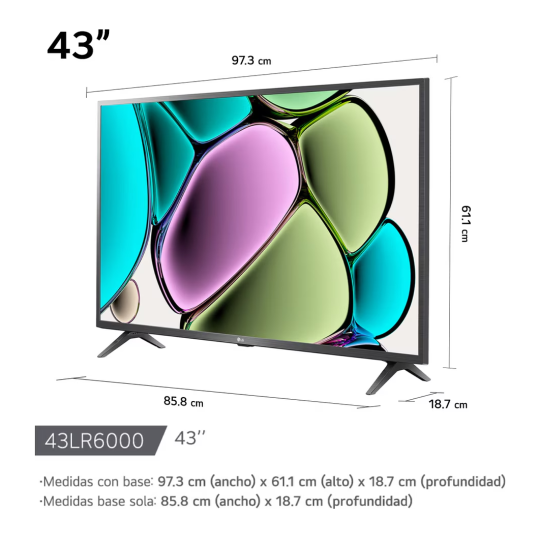 TELEVISOR LG 43 SMART TV THINQ AI WEBOS HUB FHD LED 2024 - 43LR6000PSA + CONTROL MAGIC 2024 - 3