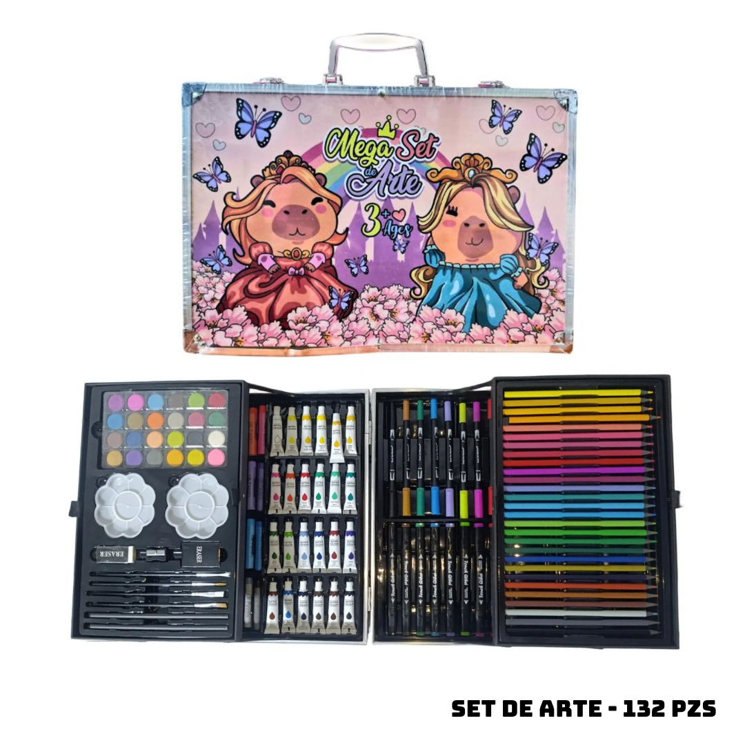 MALETIN MEGA SET DE ARTE 132 PZS CAPIBARAS PRINCESAS - 1