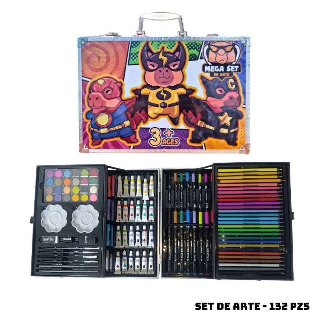 MALETIN MEGA SET DE ARTE 132 PZS CAPIBARAS SUPERHEROES - 1