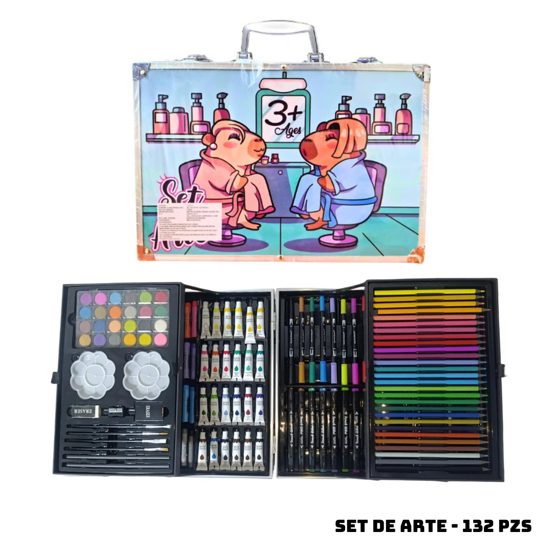 MALETIN MEGA SET DE ARTE 132 PZS CAPIBARAS CUTIES - 1