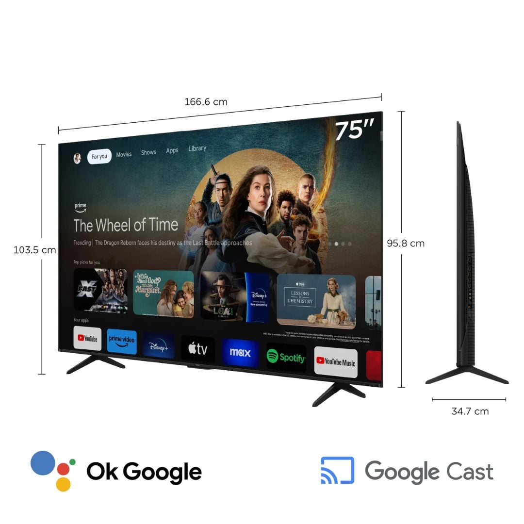 TELEVISOR TCL 75 QLED SMART TV GOOGLE TV 4K UHD - 75T6C - 3