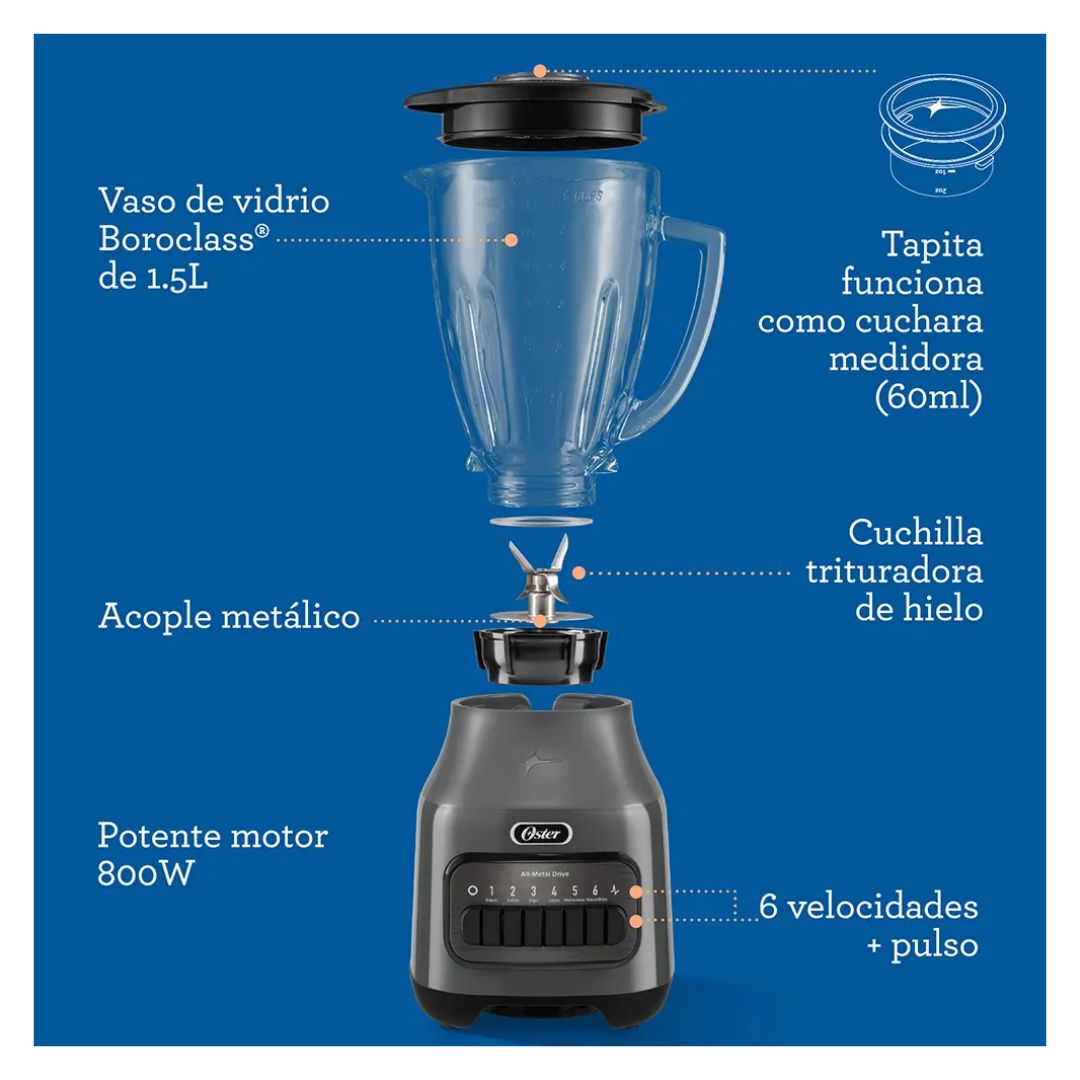 LICUADORA OSTER 6 VELOCIDADES 800W GRIS - BLSTPEG-GPB - 4