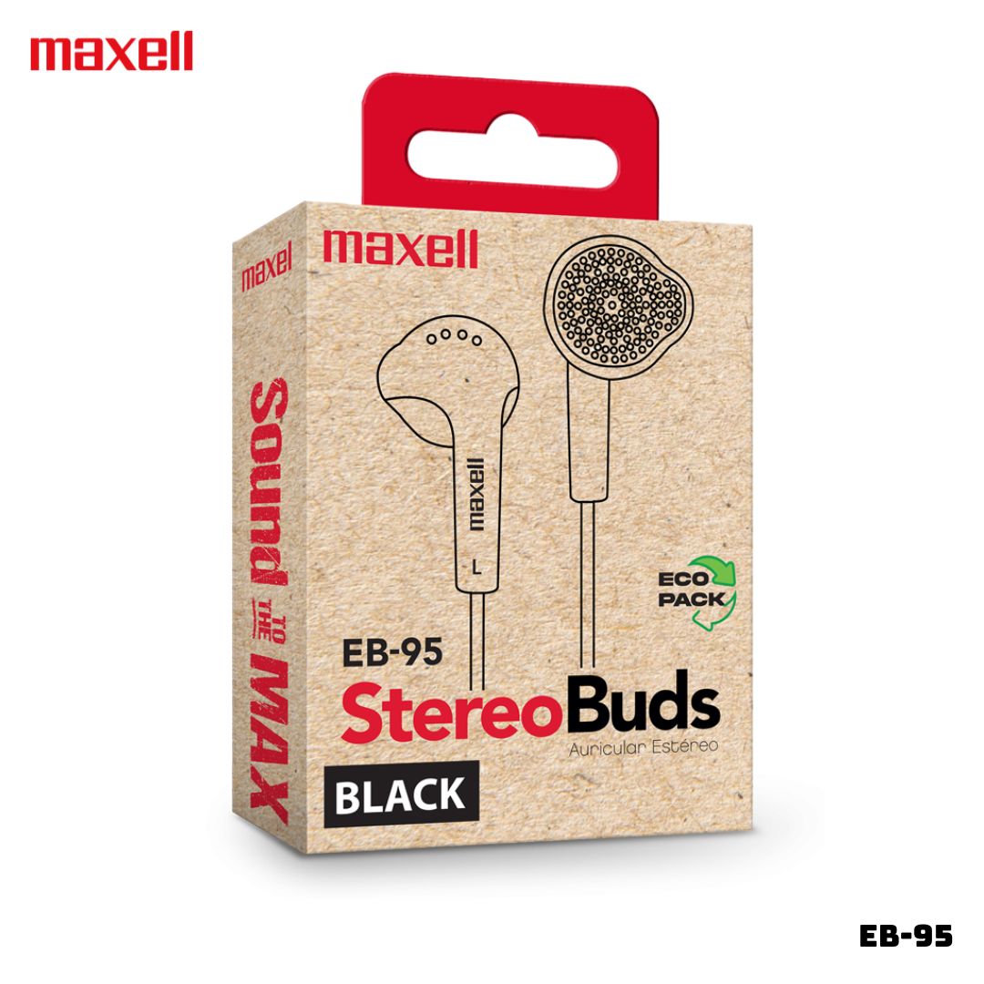 AUDIFONOS MAXELL ALAMBRICOS STEREO BUDS EB-95 - NEGRO - 1