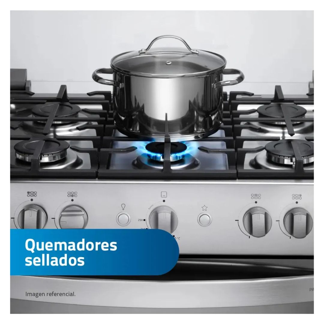 COCINA DE PIE INDURAMA A GAS 6 HORNILLAS ACERO INOX - PARMA ZAFIRO - 5
