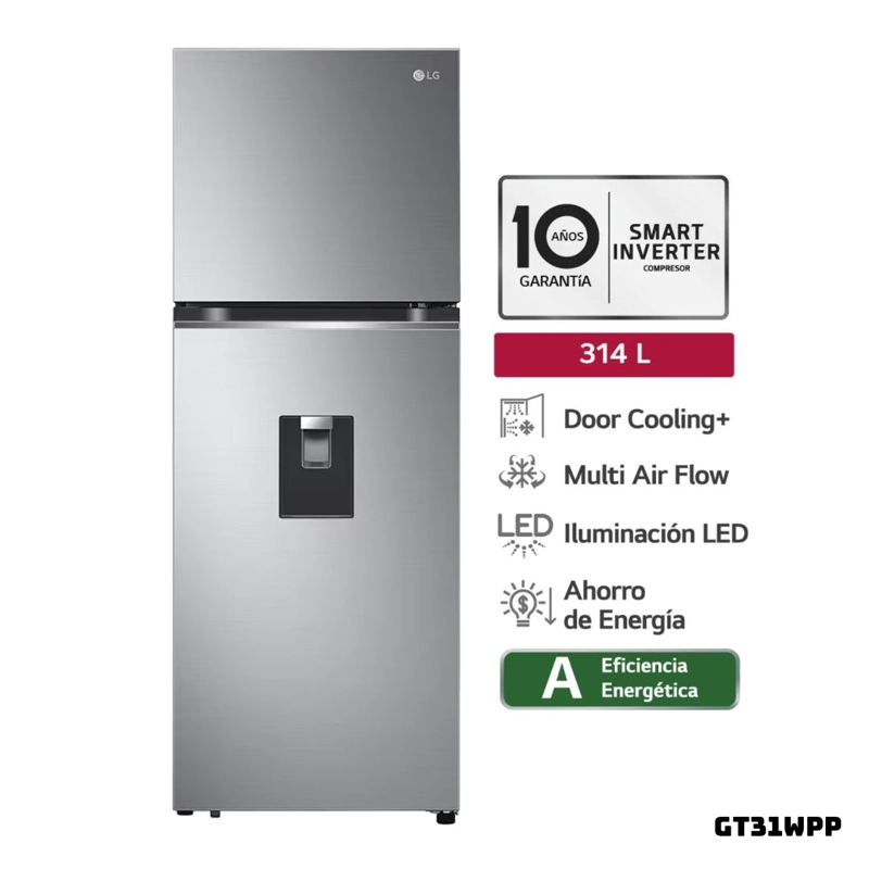 REFRIGERADORA LG 314 L TOP FREEZER PLATEADO - GT31WPP - 1