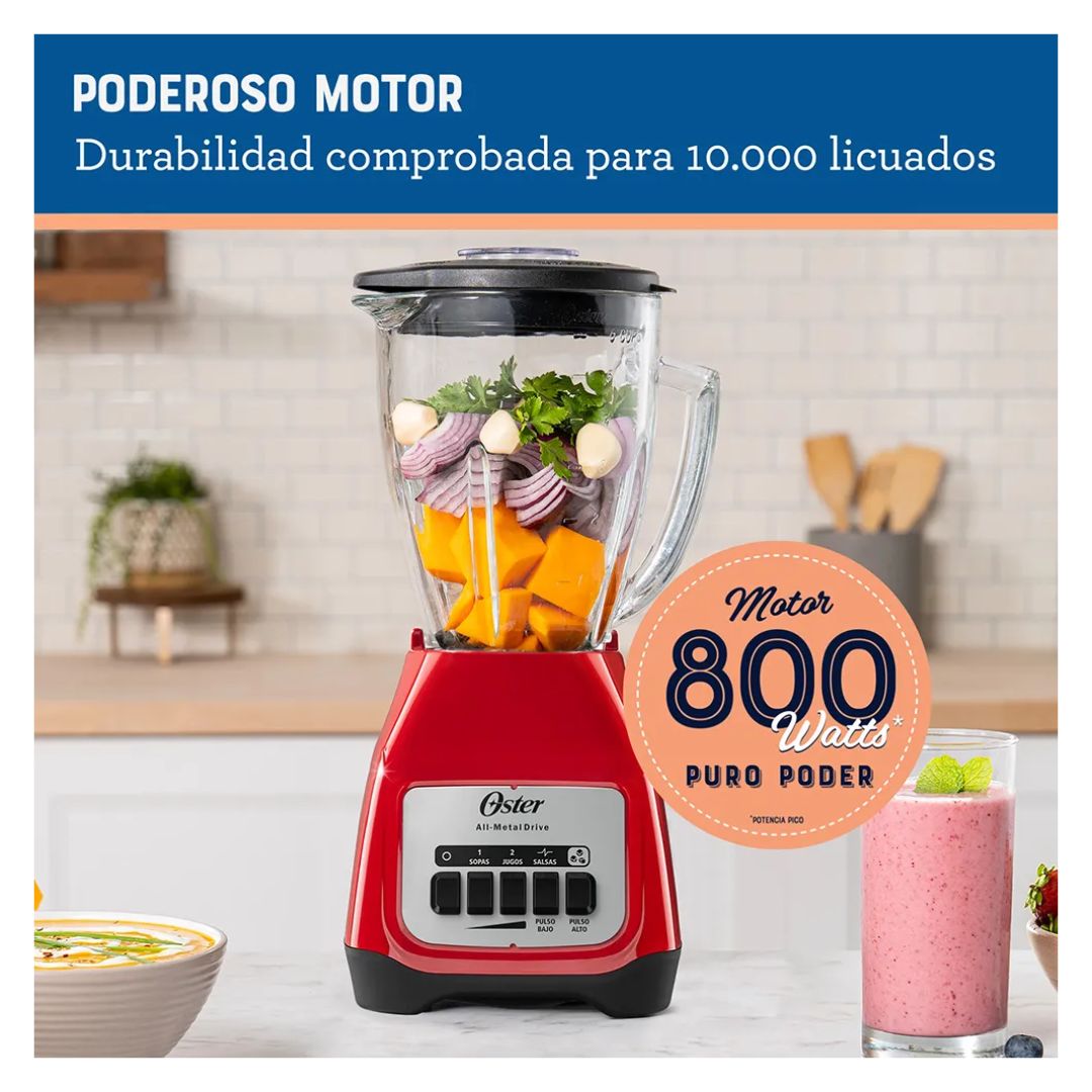LICUADORA OSTER 2 VELOCIDADES PULSO ALTO Y BAJO 800W ROJA - BLSTKAGRPB - 5