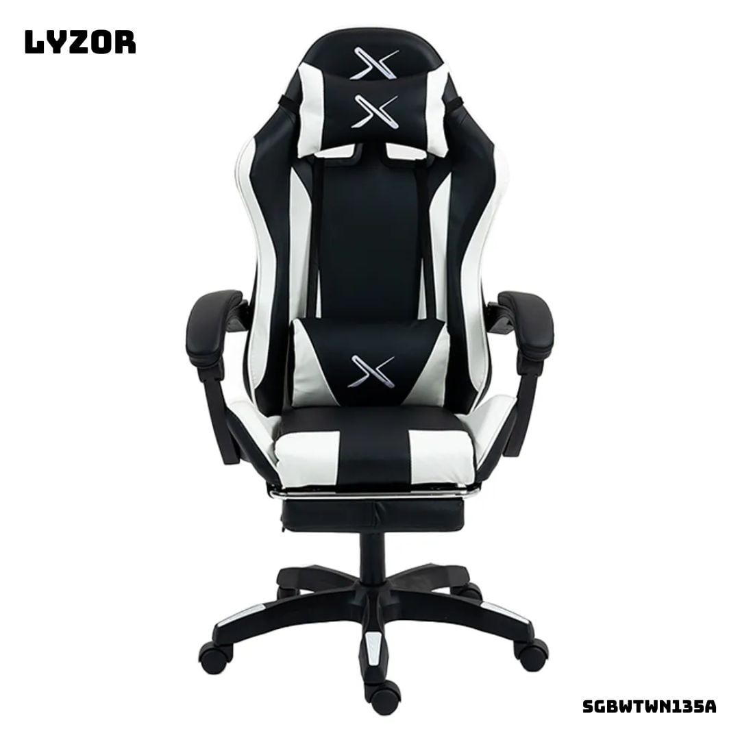 SILLA GAMER LYZOR CON POSAPIES BLANCO - SGTWN135A - 1