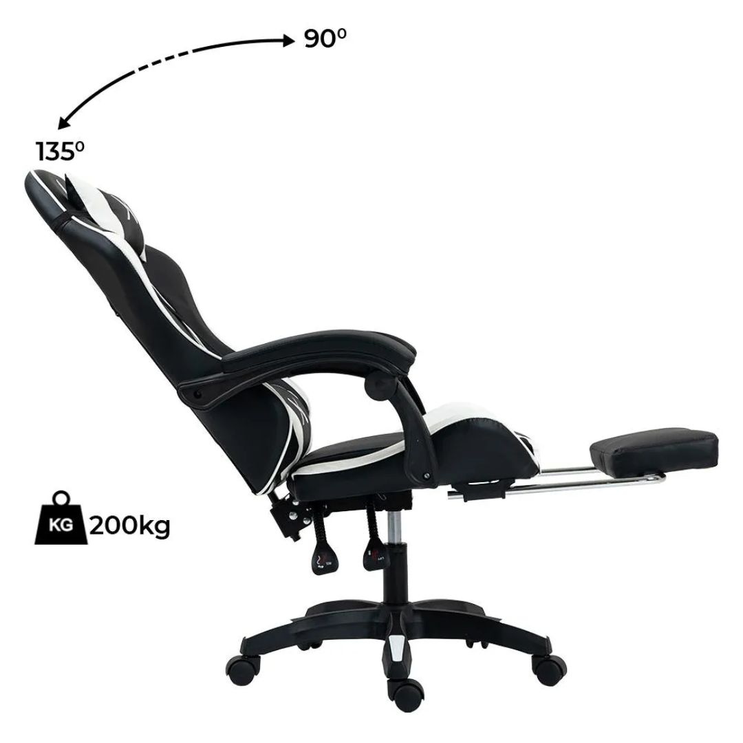 SILLA GAMER LYZOR CON POSAPIES BLANCO - SGTWN135A - 5