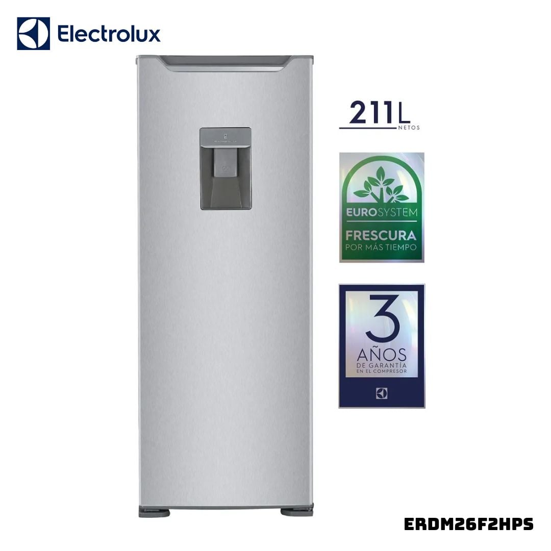 REFRIGERADORA ELECTROLUX 211 L CON DISP DE AGUA PLATEADO - ERDM26F2HPS - 1