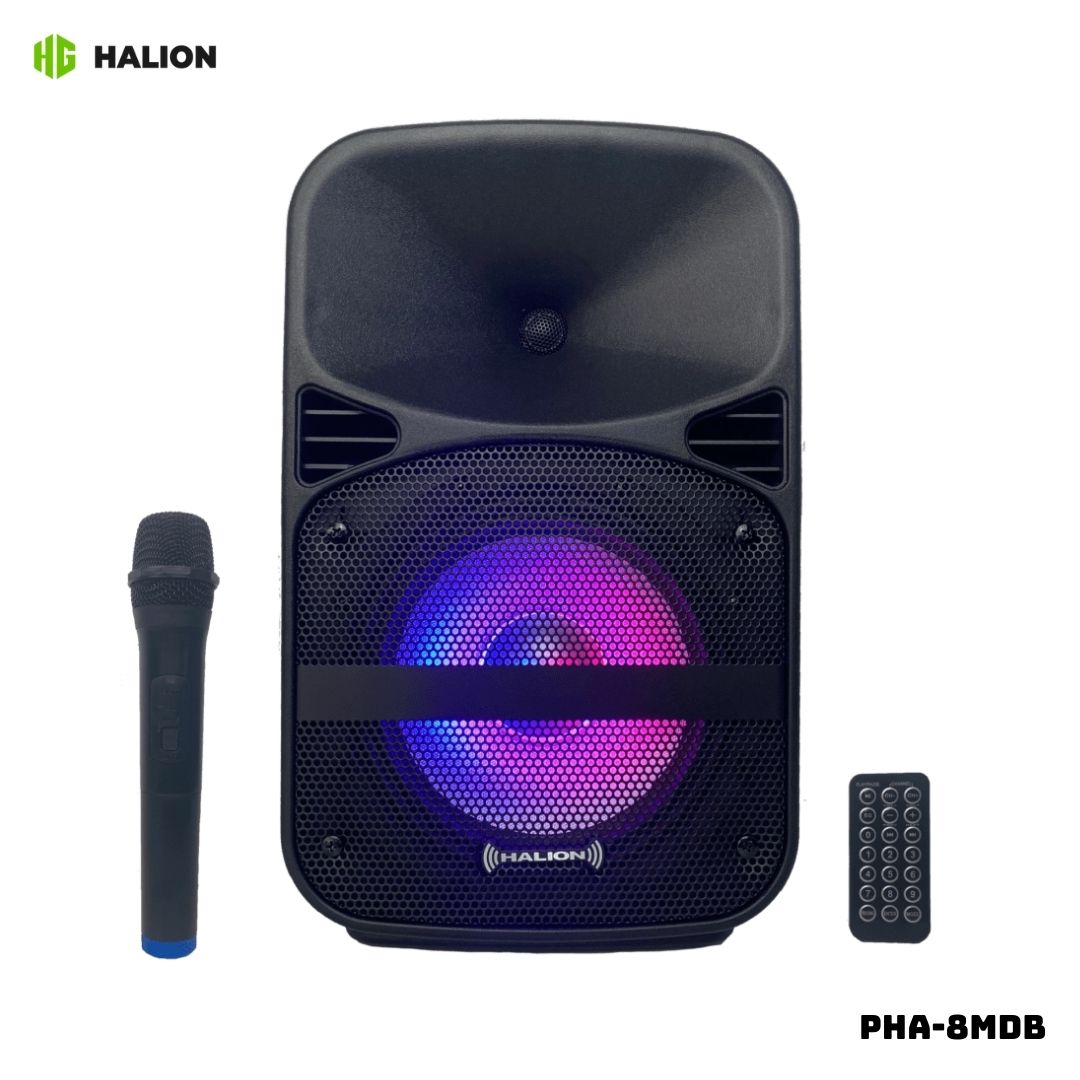 PARLANTE ACTIVO HALION 300W 1 MICROFONO BATERIA - PHA-8MDB - 1