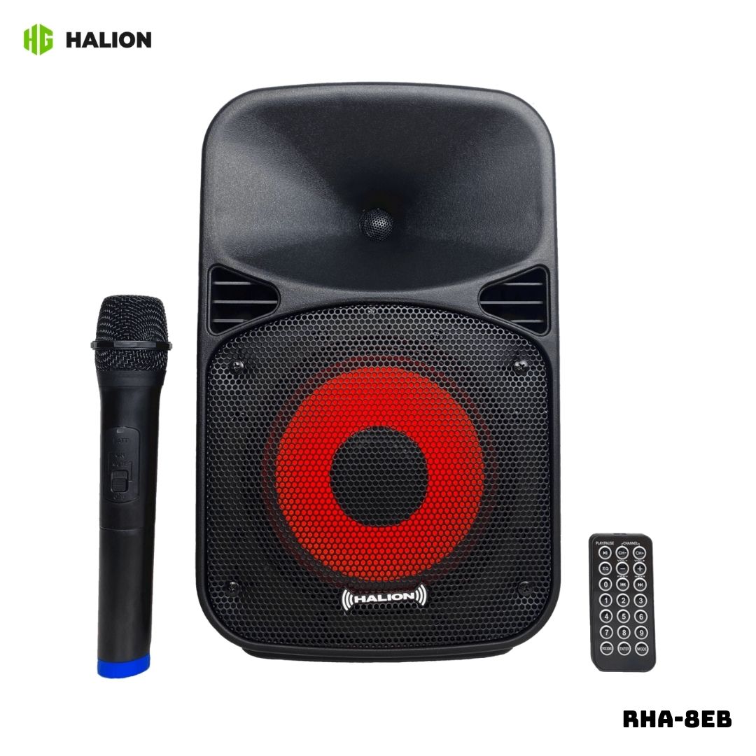 PARLANTE ACTIVO HALION 300W 1 MICROFONO BATERIA - RHA-8EB - 1