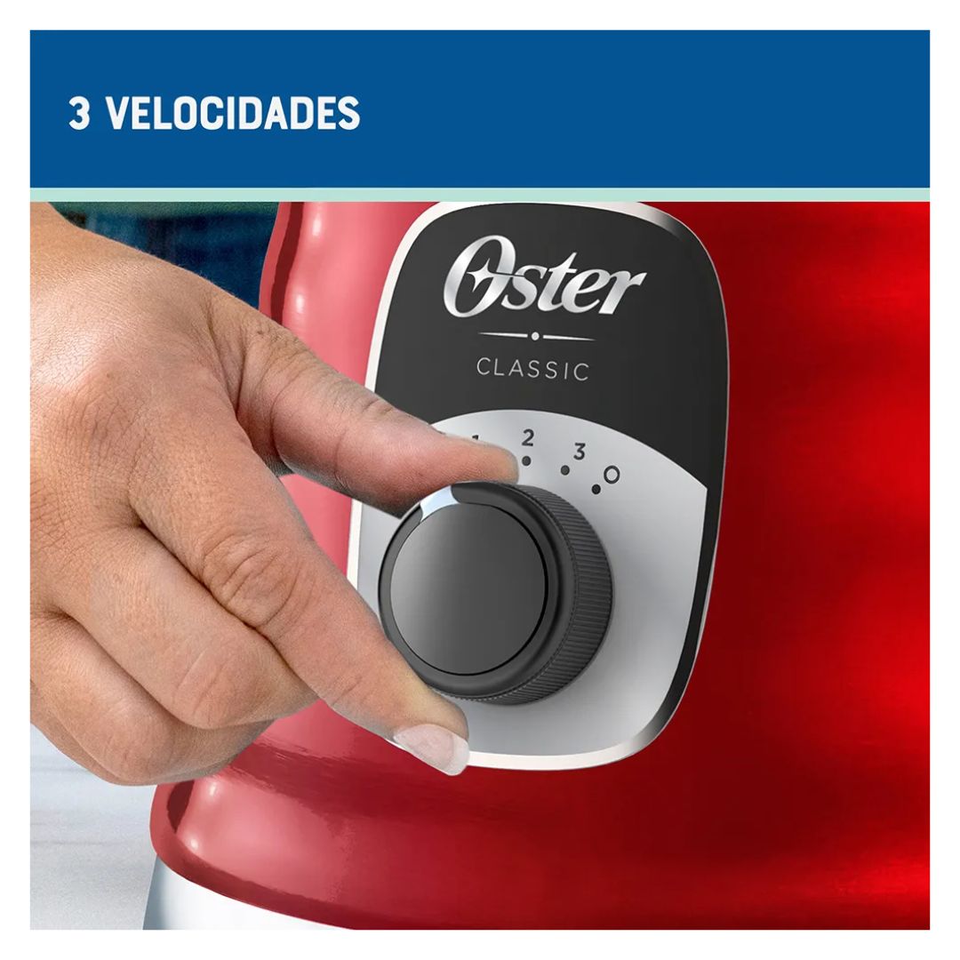 LICUADORA CLASICA OSTER 3 VELOCIDADES 1000W CROMADA ROJA - BLST4126R + PLANCHA OSTER - 6