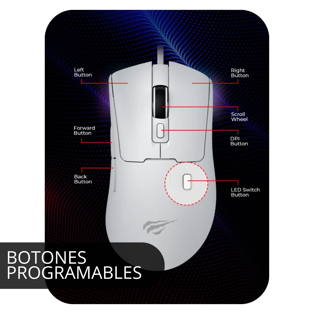 MOUSE GAMER HAVIT GAMENOTE MS966 12400 DPI PROGRAMMABLE RGB - 4