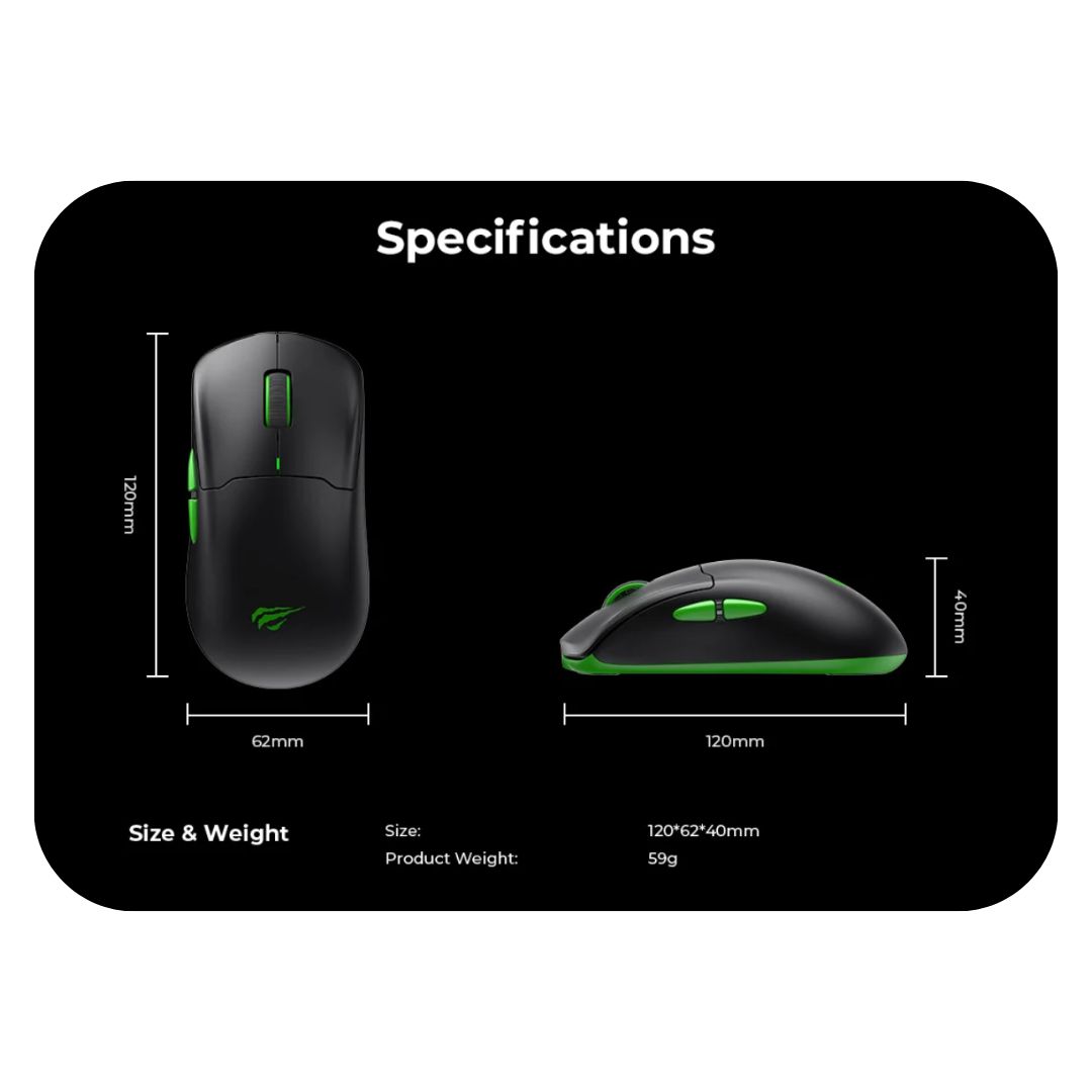 MOUSE GAMER HAVIT GAMENOTE MS975WB 20000 DPI TRIMODE RGB - 6