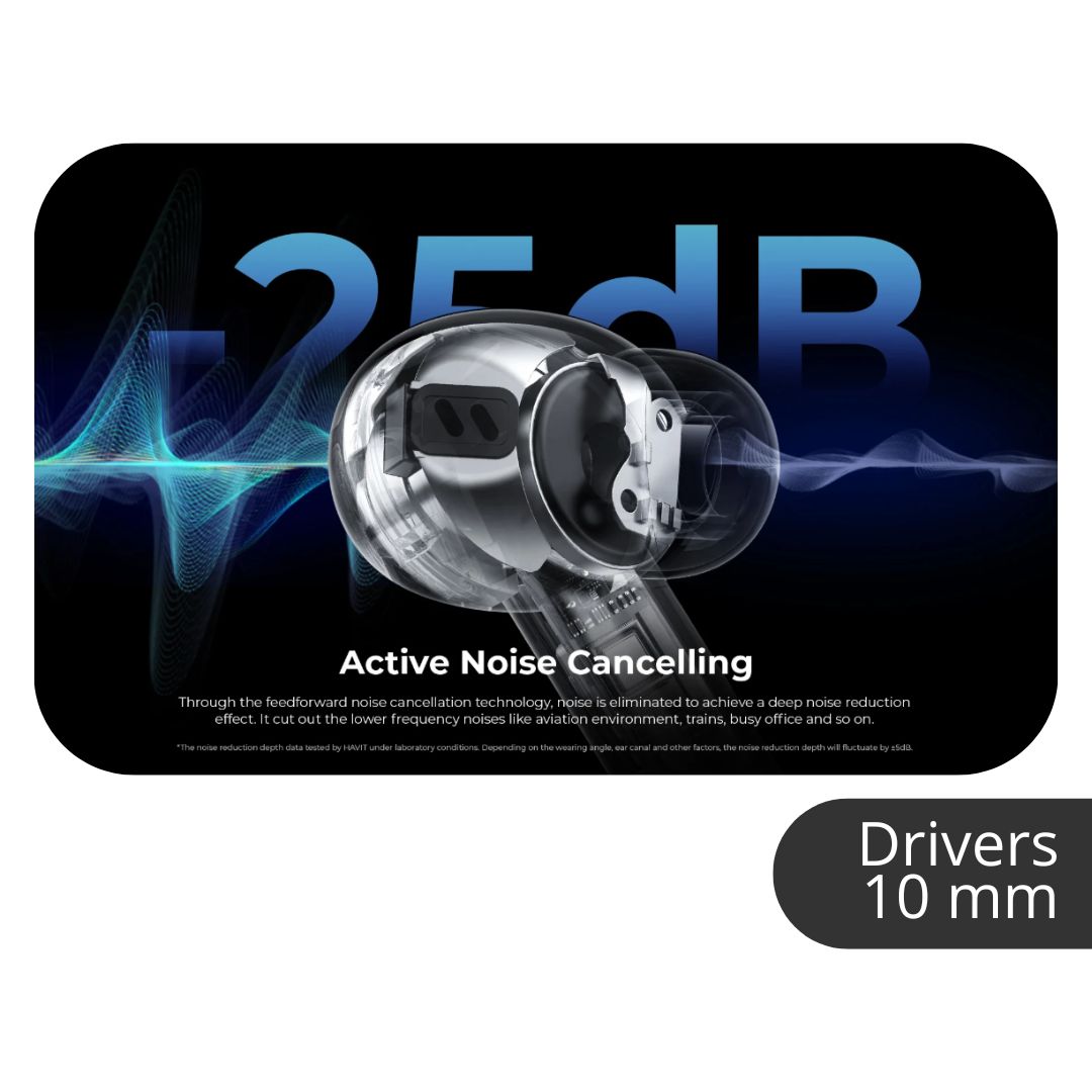 AUDIFONOS BLUETOOTH HAVIT LIFE NC01T TW984 CON CANCELACION DE RUIDO - NEGRO - 7