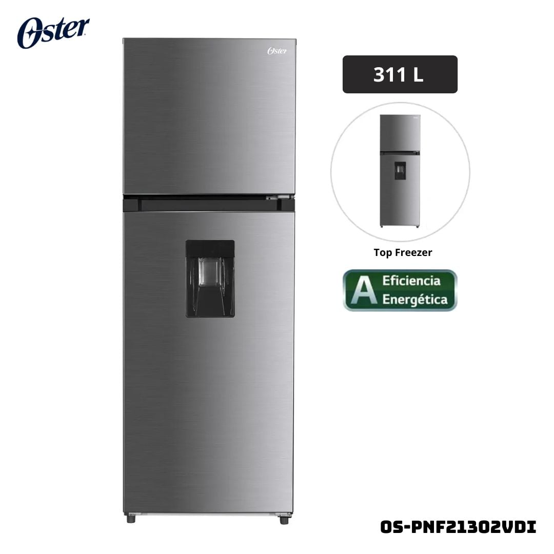 REFRIGERADORA OSTER 331 L CON DISP DE AGUA GRIS INOX - OS-PNF21302VDI - 1