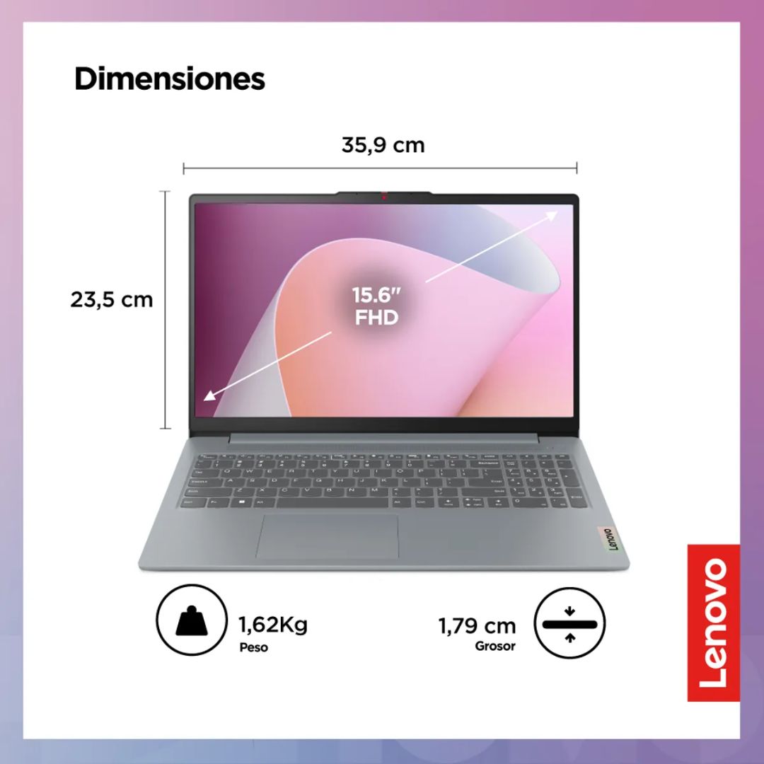 LAPTOP LENOVO IDEAPAD SLIM 3 15.6 FHD AMD RYZEN 5 7520 8GB RAM 512GB SSD + MALETIN LENOVO - 7