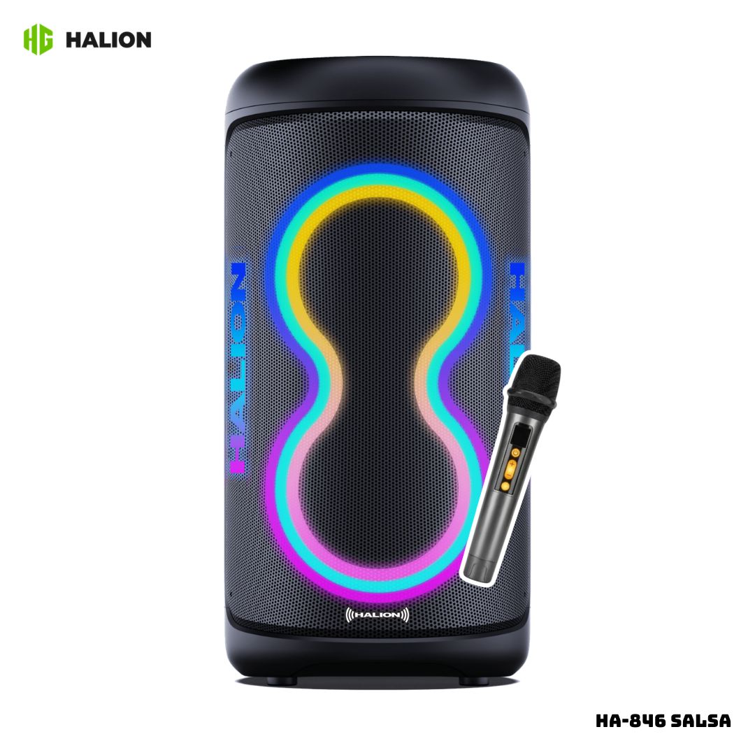 PARLANTE HALION CON BATERIA 80W RMS 1 MICROFONO - HA-846 SALSA - 1