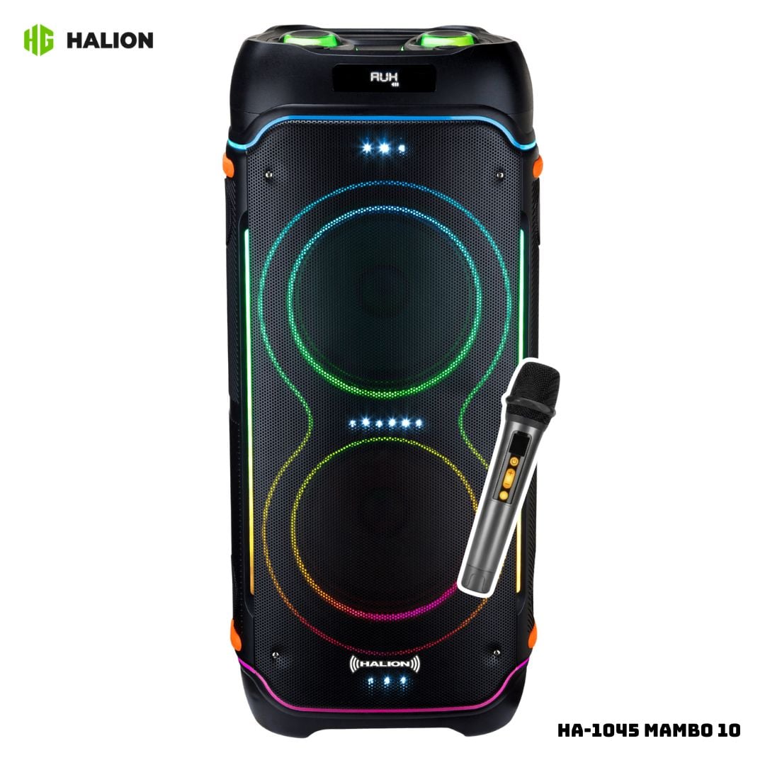 PARLANTE HALION CON BATERIA 120W RMS 1 MICROFONO - HA-1045 MAMBO 10 - 1